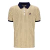 Fila Classic Vintage Regular Fit Short Sleeve Striped Polo Shirt - Beige