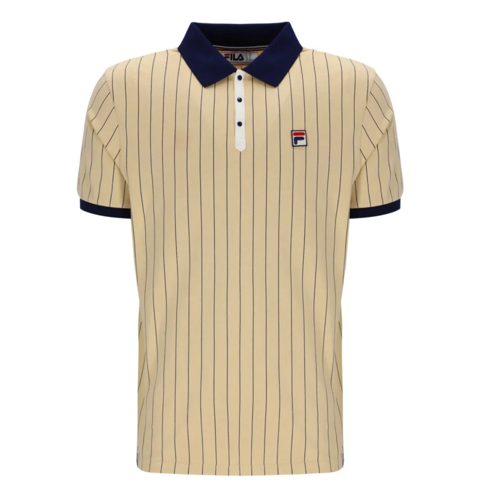 Fila Classic Vintage Regular Fit Short Sleeve Striped Polo Shirt - Beige