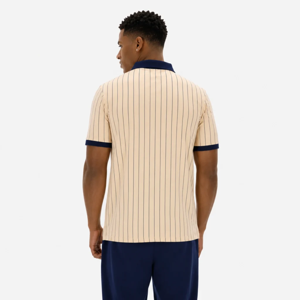 Fila Classic Vintage Regular Fit Short Sleeve Striped Polo Shirt - Beige
