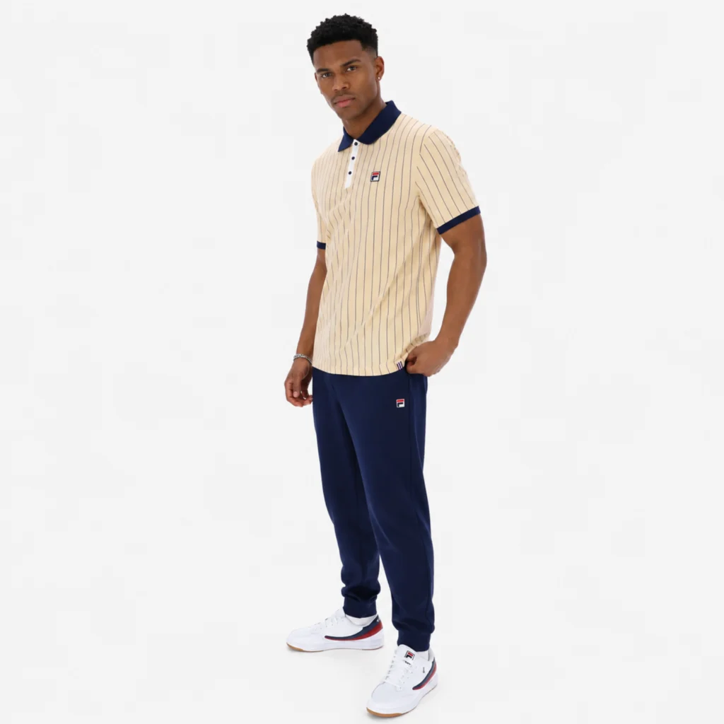 Fila Classic Vintage Regular Fit Short Sleeve Striped Polo Shirt - Beige