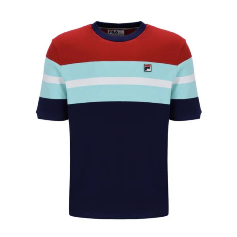 Fila Colour Block Regular Fit Short Sleeve T-Shirt - Navy/Equestrial/Red