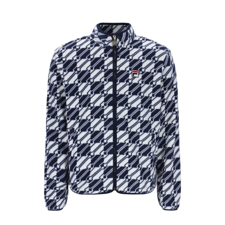 Fila Corman Statement AOP Zip Through Regular Fit Long Sleeve Fleece - Fila Navy/Gardenia