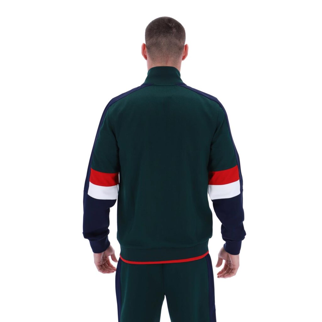Fila Fischer Regular Fit Full Zip Long Sleeve Track Top - Botanic Green/Navy/Red