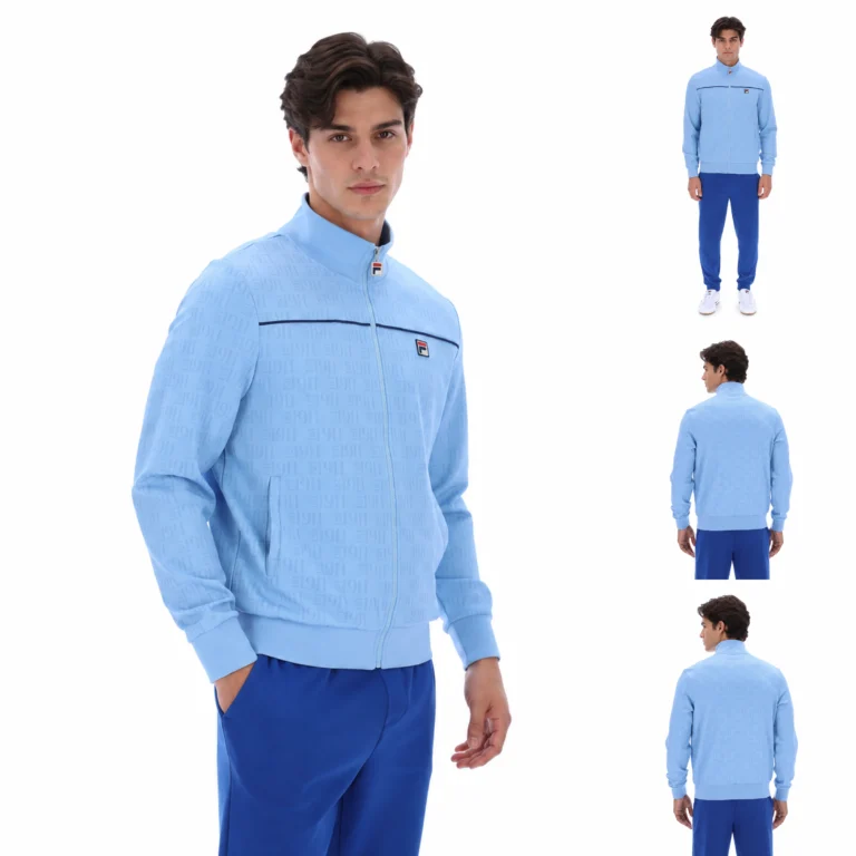 Fila Gennaro 1911 Monogram Track Jacket - Frozen Fjord / Fila Navy