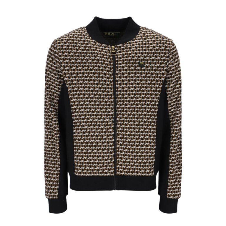 Fila Geo Pattern Regular Fit Full Zip Long Sleeve Track Top - Black/Brown