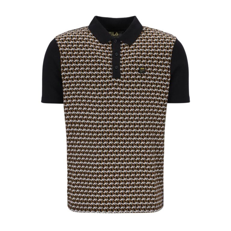 Fila Gold Archive Influence Regular Fit Short Sleeve Polo - Black/Brown