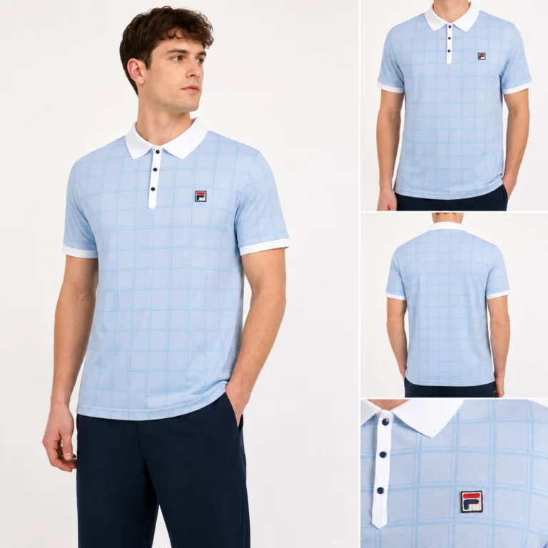 Fila Ignazio Tonal Check Polo - Skyway / Fila Navy
