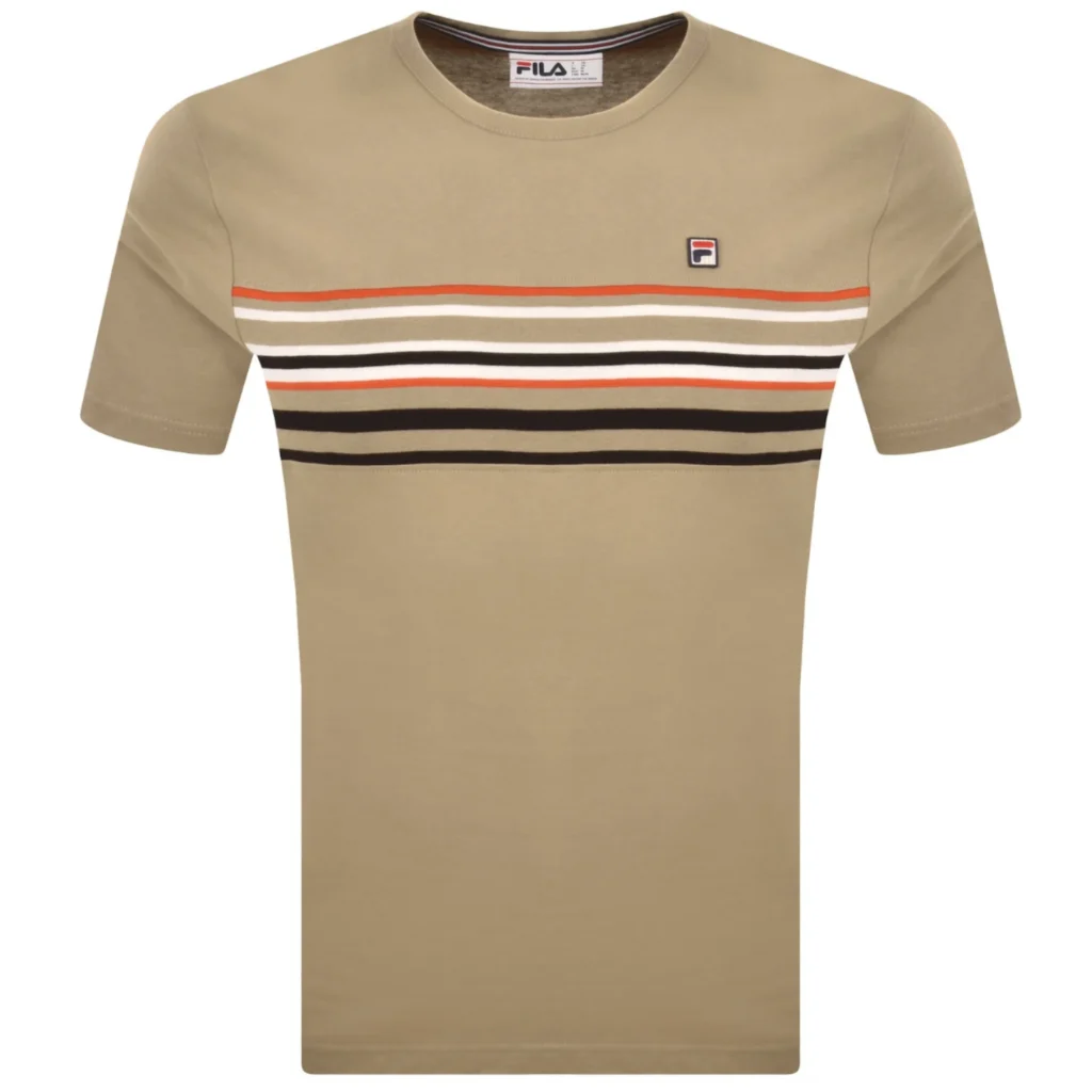 Fila Ivan T-SHirt Yarn Dyed Panel Bamboo Badge - Chinchilla