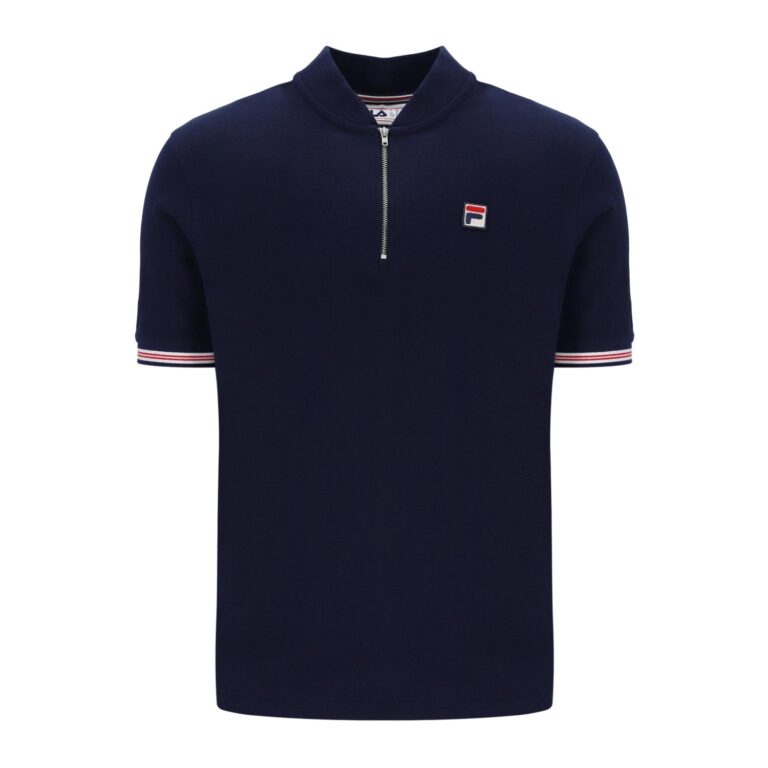 Fila Jordan Zip Regular Fit Short Sleeve Polo - Fila Navy