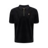 Fila Louie Slim Fit Short Sleeve Velour Polo Shirt - Black/Gold