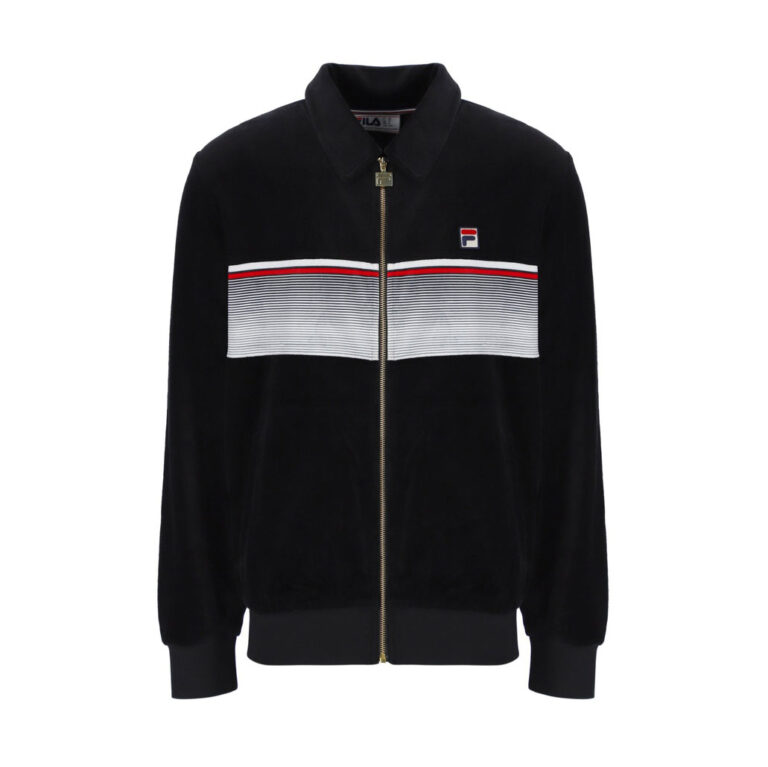 Fila Malakai Striped Track Top - Black / Gardenia / Fila Red