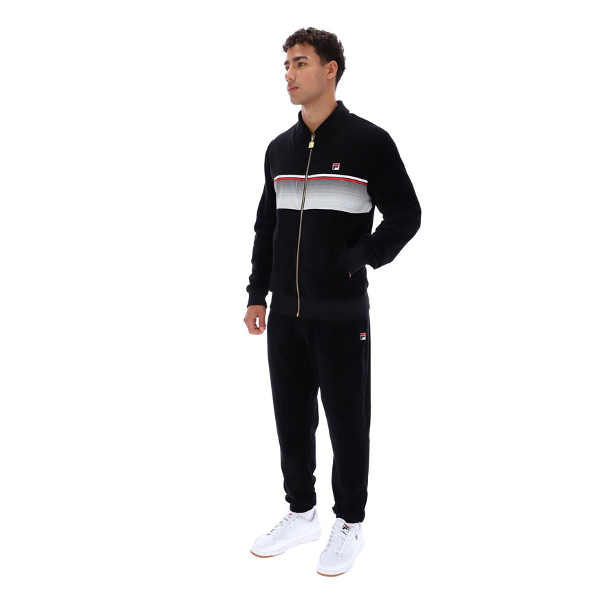 Fila Malakai Striped Track Top - Black / Gardenia / Fila Red