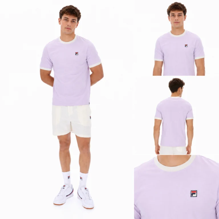 Fila Marconi Essential Ringer T-Shirt - Dusty Lilac / Dawn Blue