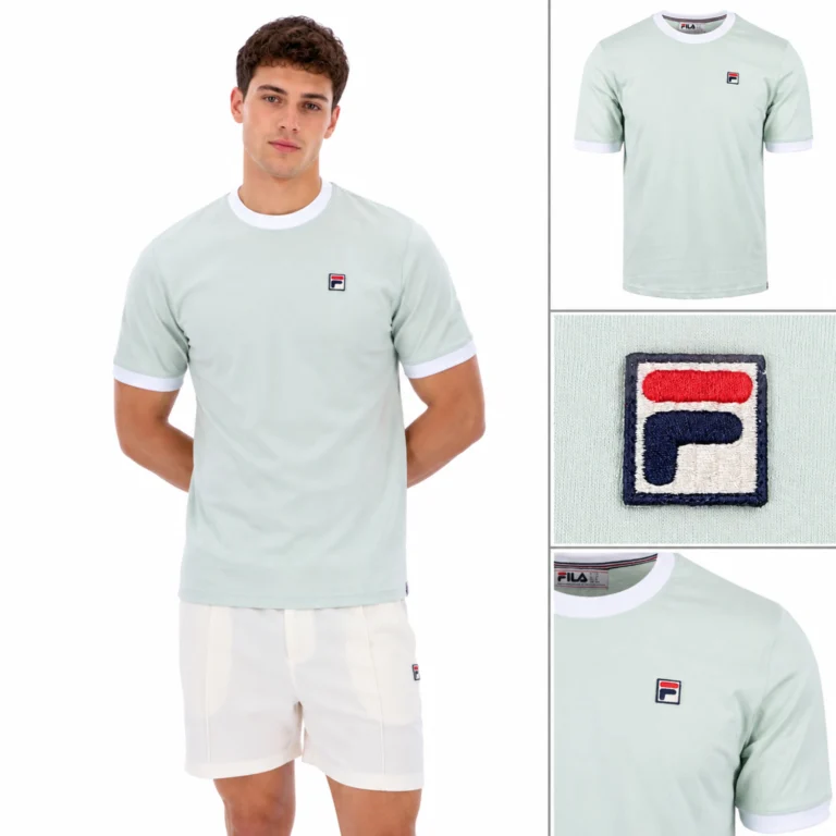 Fila Marconi Essential Ringer T-Shirt - Surf Spray / White