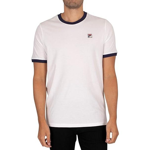 Fila Marconi Regular Fit Short Sleeve T-Shirt - White/Peacoat