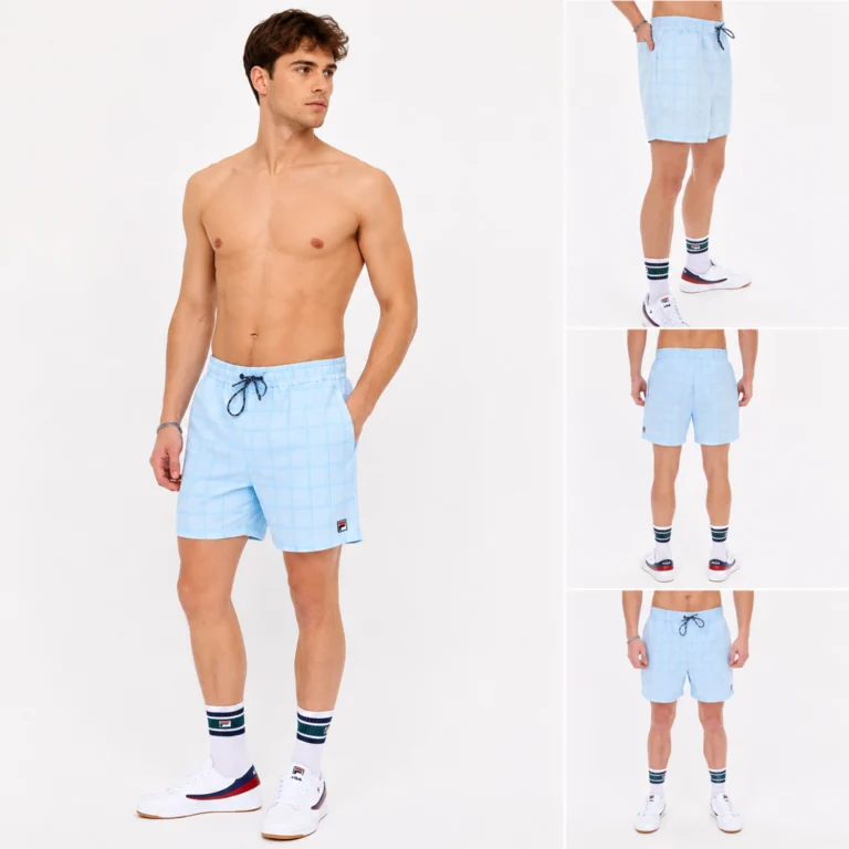 Fila Mariano Tonal Check Swim Shorts - Skyway / Fila Navy