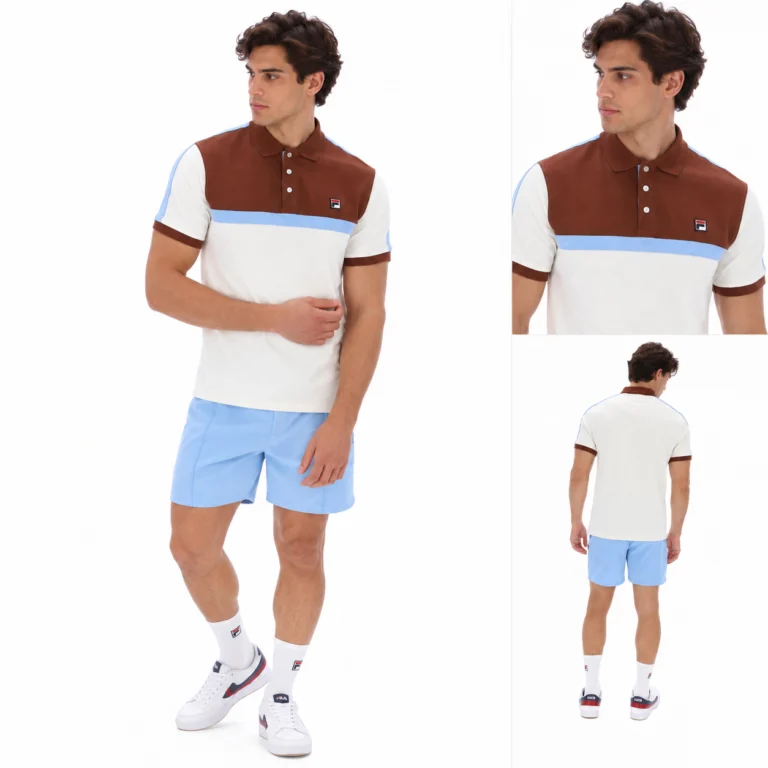 Fila Mattia Contrast Panel Polo Shirt - Gardeia / Cappu Cino / Frozen Fjord