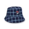 Fila Oscar Heritage Check Printed Bucket Hat - Fila Navy/Blue Bell