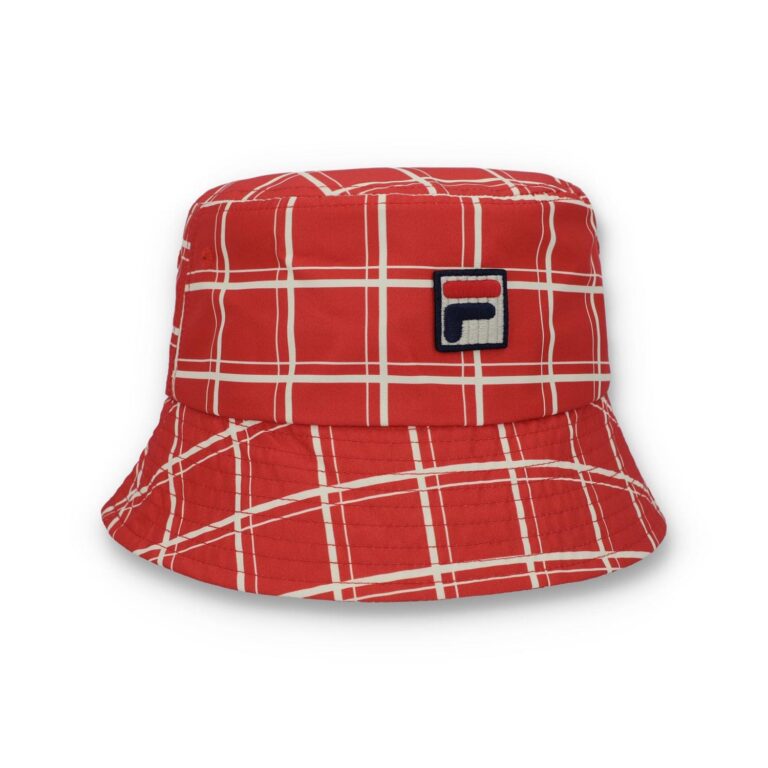 Fila Oscar Heritage Check Printed Bucket Hat - Fila Red/Gardenia