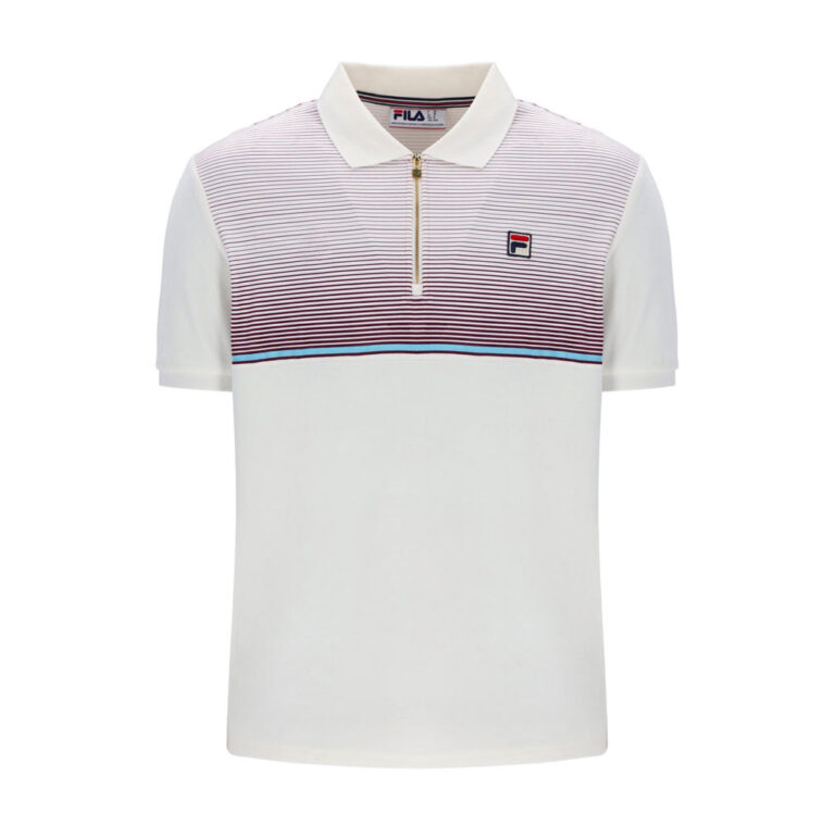 Fila Paco Zip Up Velour Polo - Gardenia / Fig / Milky Blue