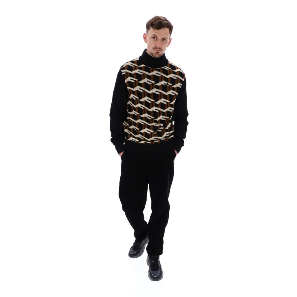 Fila Regular Fit Long Sleeve Knitted Turtle Neck Sweatshirt - Black/Brown