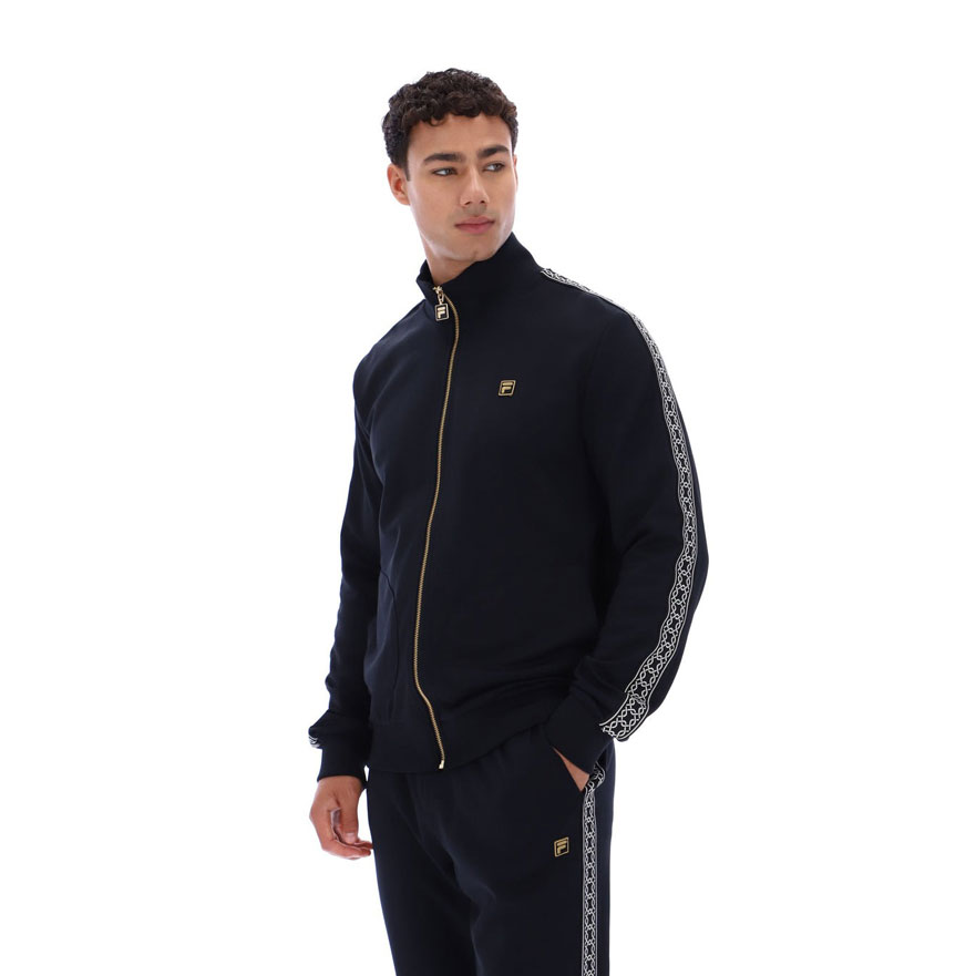 Fila Roman Tape And Shaped Poc Long Sleeve Regular Fit Full Zip Jacket - Black