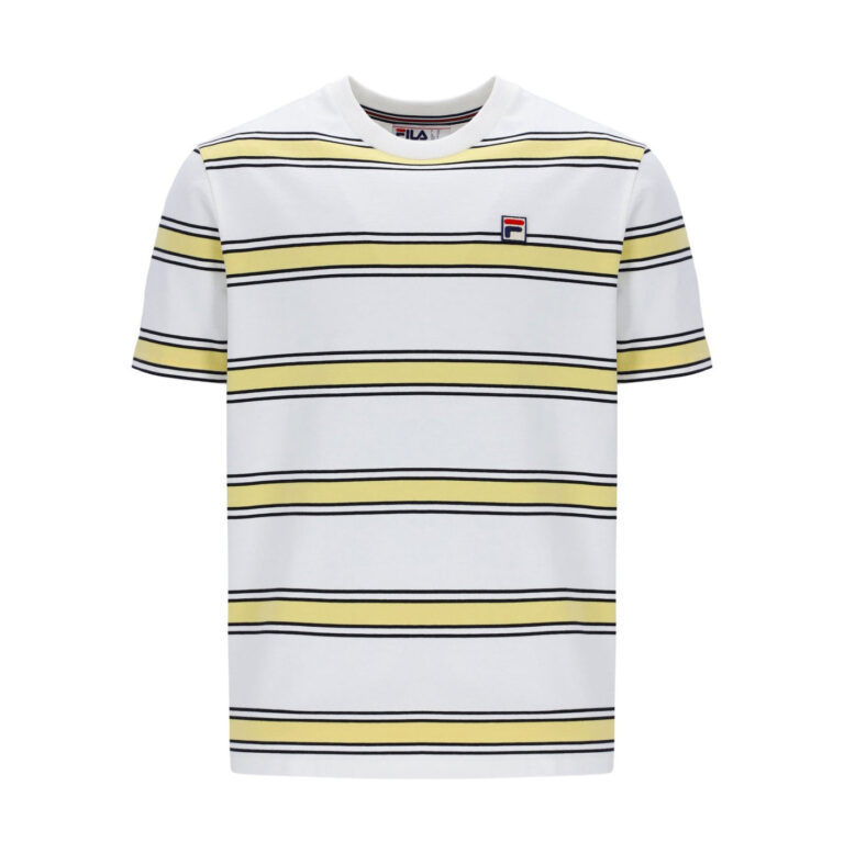 Fila Sanders Yarn Dye Stripe Regular Fit Short Sleeve T-Shirt - Gardenia/Popcorn/Black