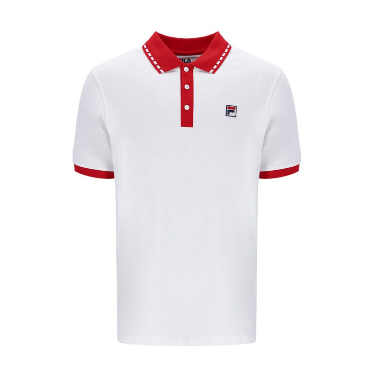 Fila Seb Regular Fit Short Sleeve Polo - White/Fila Red