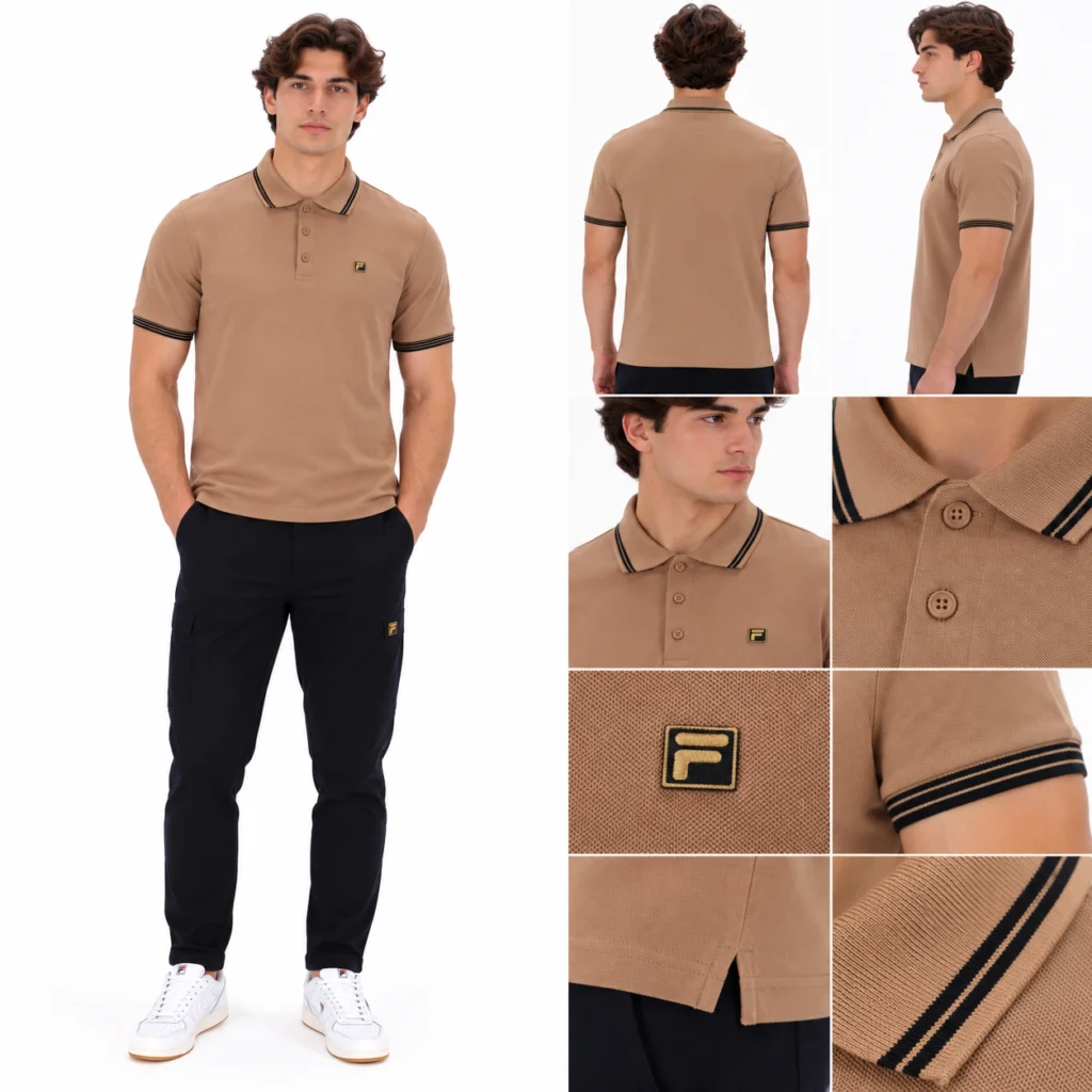 Fila Soren 3 Polo With Tipping With Bambo Badge - Raw Umber
