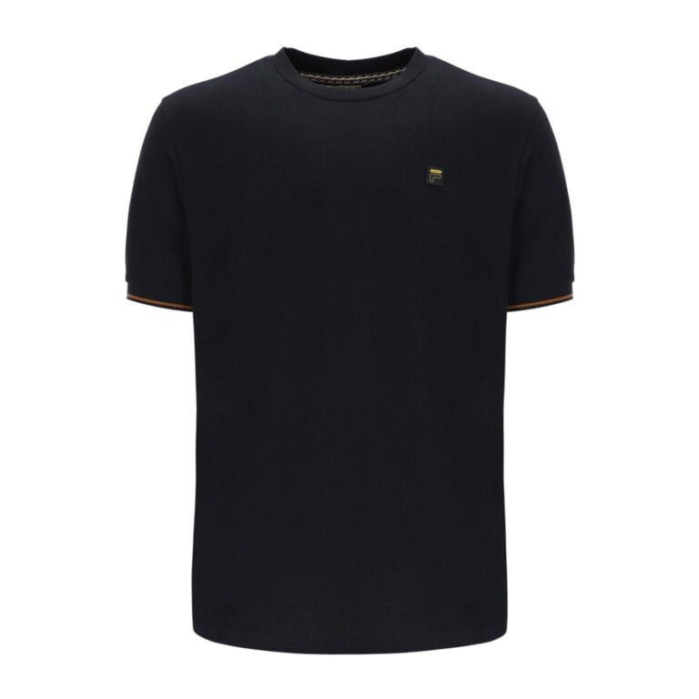 Fila Taped Rib Cuff Regular Fit Short Sleeve T-Shirt - Black