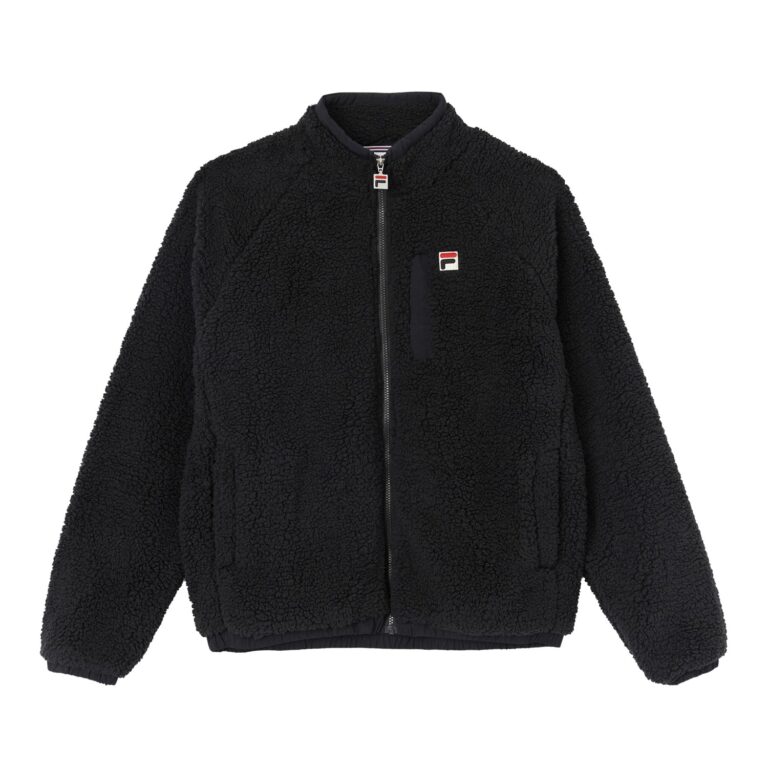 Fila Yuri Raglan Sherpa Regular Fit Full Zip Jacket - Black