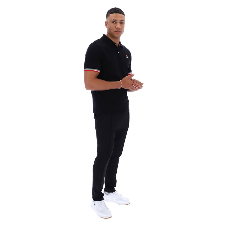 Fila Zev Cuff Detail Polo - Black / Gardenia / Fila Red