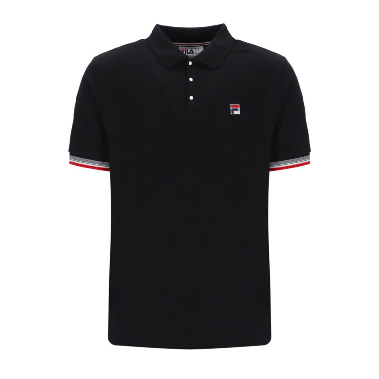 Fila Zev Cuff Detail Polo - Black / Gardenia / Fila Red