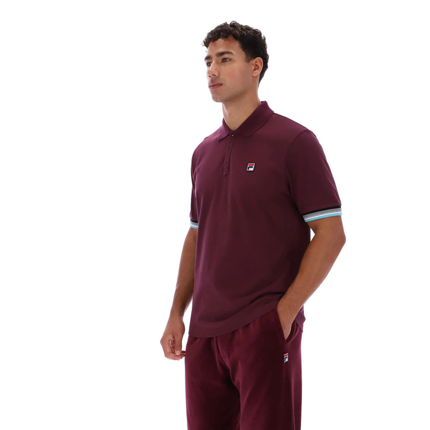 Fila Zev Cuff Detail Polo - Fig / Milky Blue / Gardenia / Black