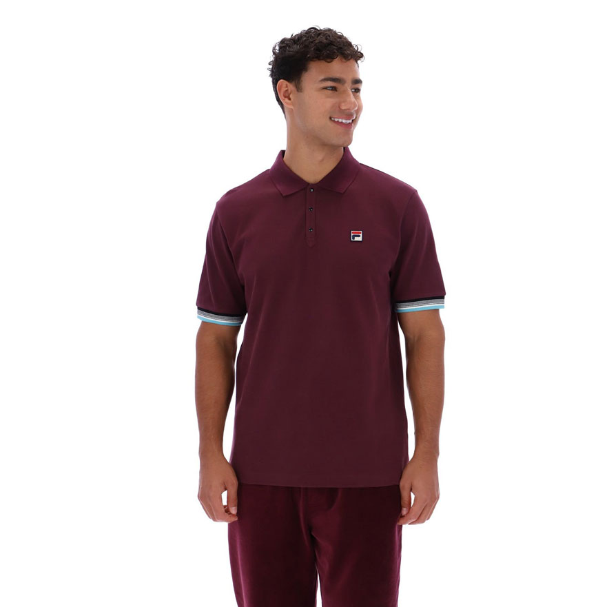 Fila Zev Cuff Detail Polo - Fig / Milky Blue / Gardenia / Black