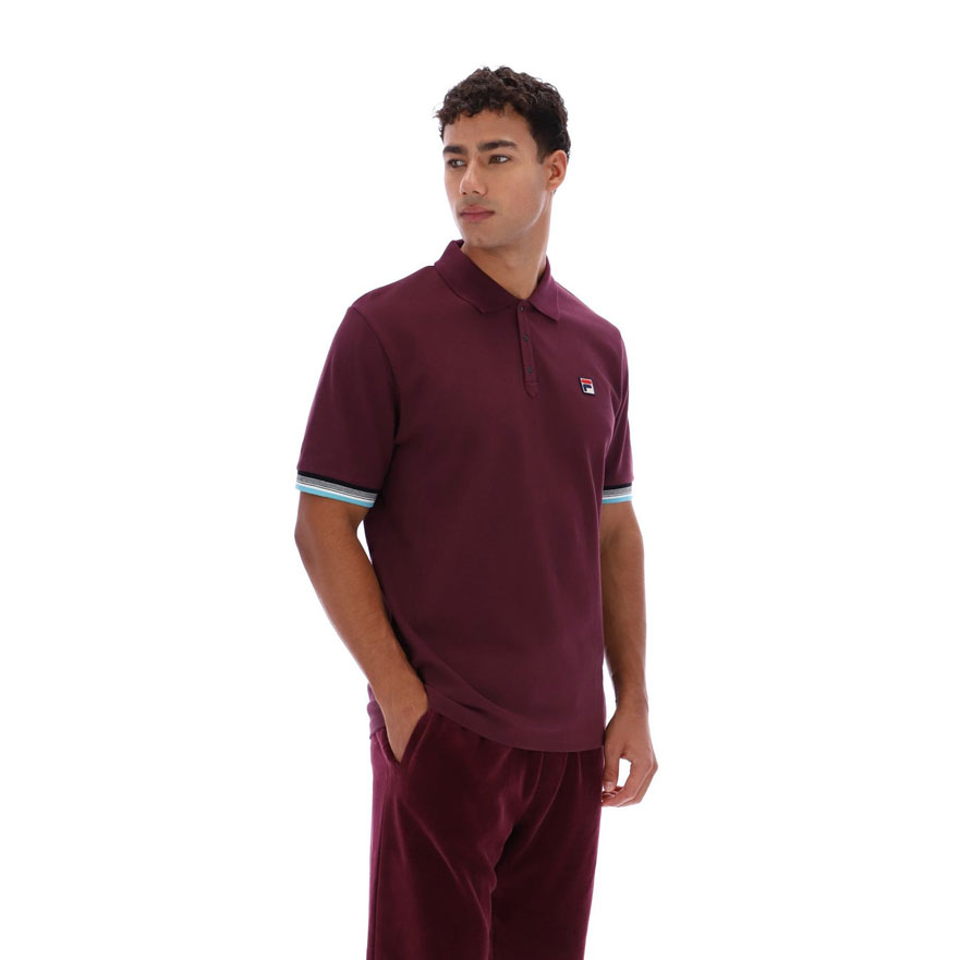 Fila Zev Cuff Detail Polo - Fig / Milky Blue / Gardenia / Black