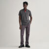 Gant Contrast Collar Pique Rugger Regular Fit Short Sleeve Polo Shirt - Antracit Melange/Red