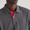 Gant Contrast Collar Pique Rugger Regular Fit Short Sleeve Polo Shirt - Antracit Melange/Red