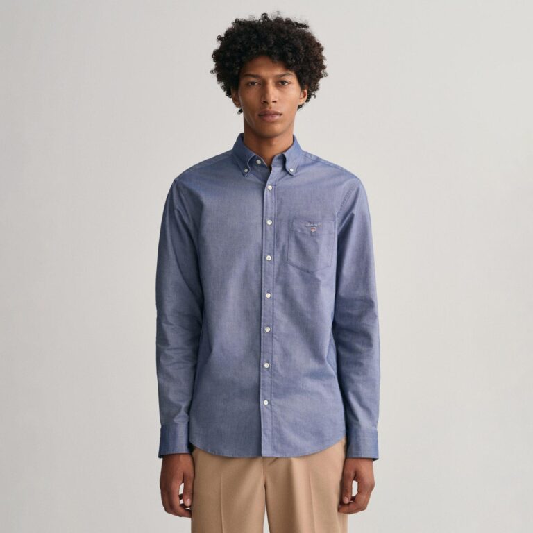 Gant Regular Oxford Regular Fit Long Sleeve Button Up Shirt - Persian Blue
