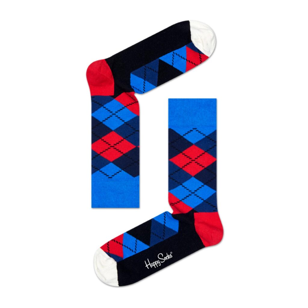 Happy Sock All Over Print Argyle Sock - Multi/Blue