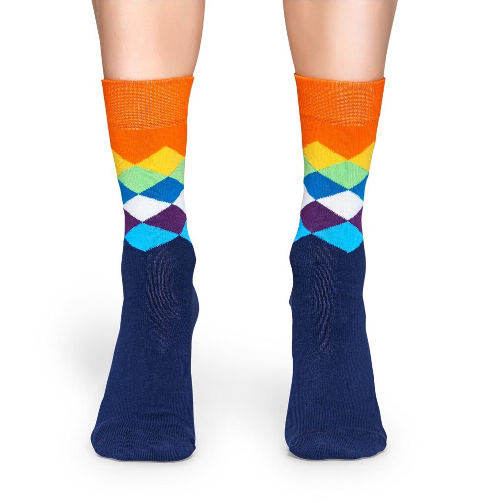 Happy Sock All Over Print Block Fade - Multi/Blue
