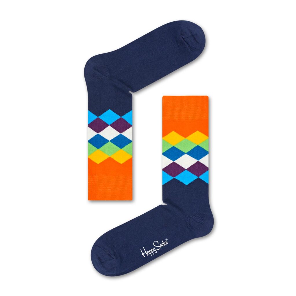 Happy Sock All Over Print Block Fade - Multi/Blue
