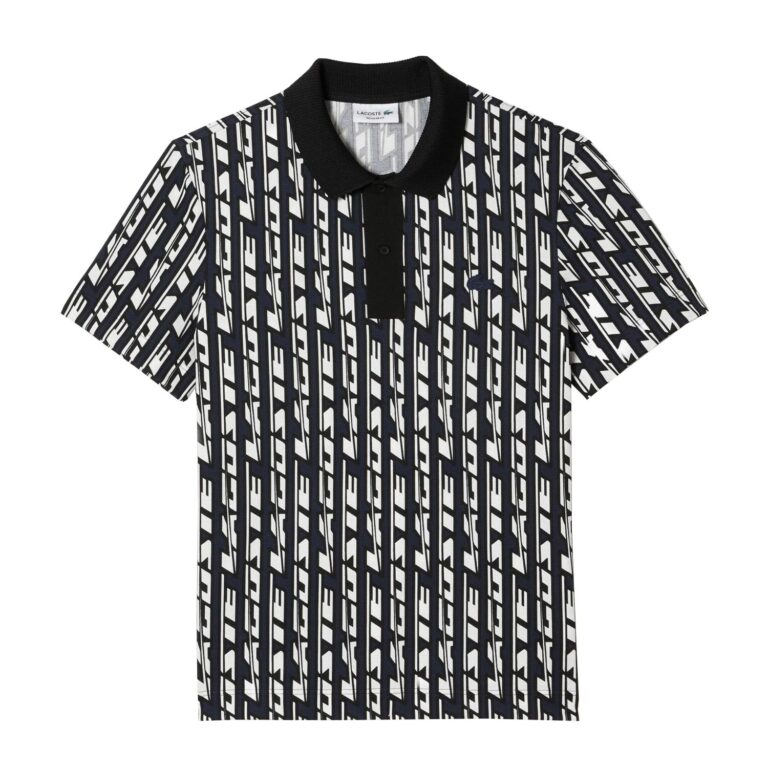 Lacoste All Over Graphic Print Regular Fit Short Sleeve Polo - Black/Blue Marine