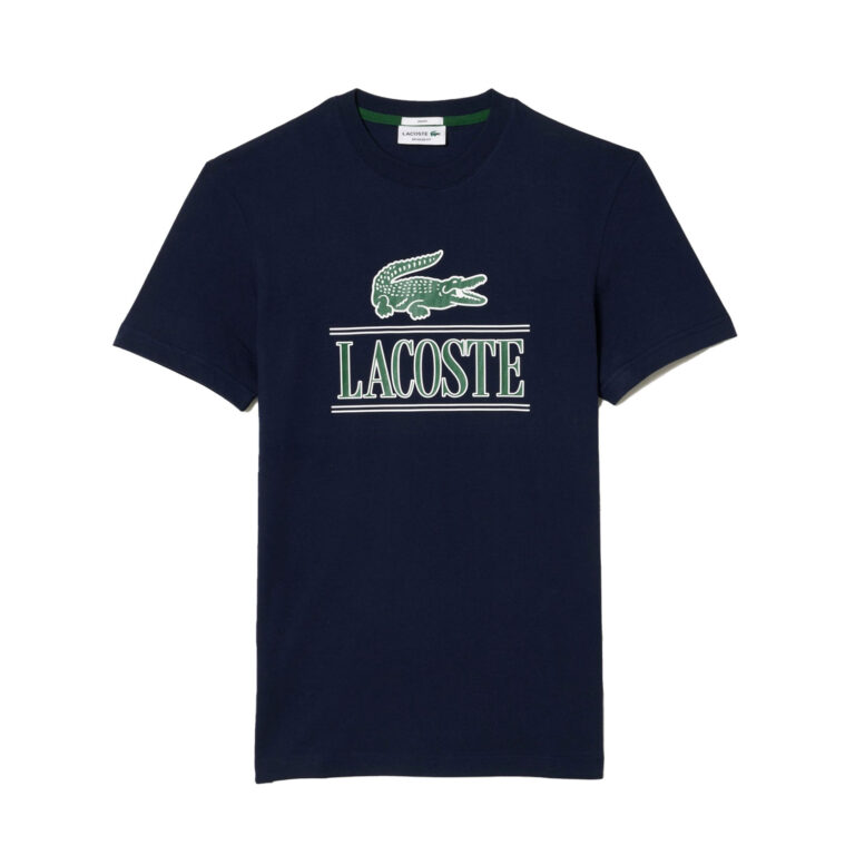 Lacoste Bold Script Croc Regular Fit Short Sleeve T-Shirt - Bleu Marine