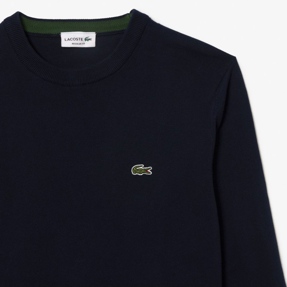 Lacoste Carded Regular Fit Long Sleeve Crew Neck - Blue Marine