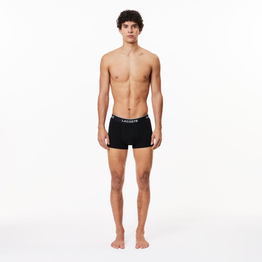Lacoste Casual Text Branded Band 3 Pack Boxer - Black