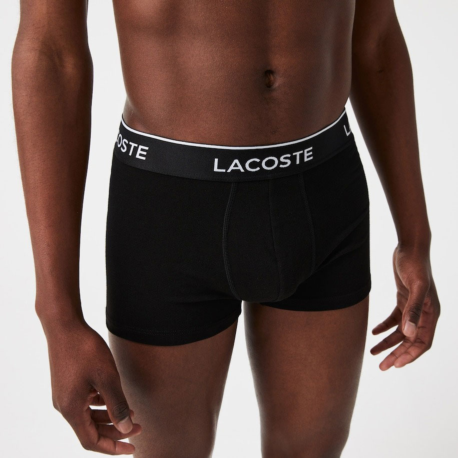 Lacoste Casual Text Branded Band 3 Pack Boxer - Black