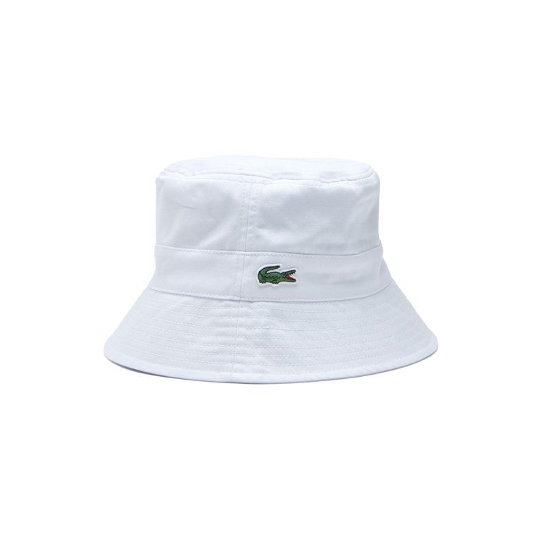 Lacoste Classic Croc Drawstring Bucket Hat - White