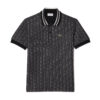 Lacoste Classic Fit Monogram Jacquard Polo Shirt - Black / Dark Grey 4PC