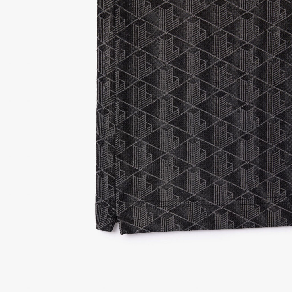 Lacoste Classic Fit Monogram Jacquard Polo Shirt - Black / Dark Grey 4PC